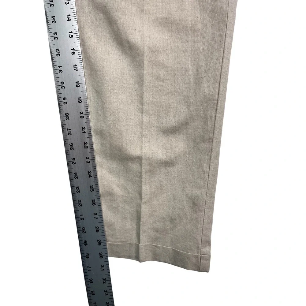 vtg Dockers 33x30 Khaki Linen Cotton Dress Pants Trousers Pleated High Waisted